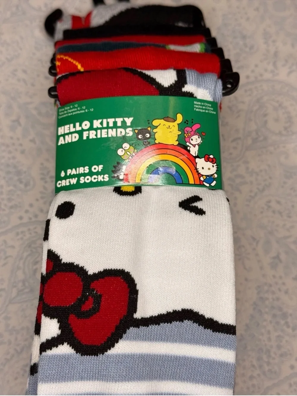 Hello Kitty Men's Crew Socks - 6 pairs